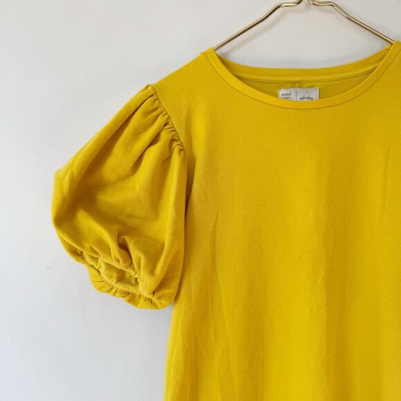 Anthropologie Saturday Sunday Yellow Gold Sunny Puff Sleeve Sweatshirt Dress S - Picture 4 of 7